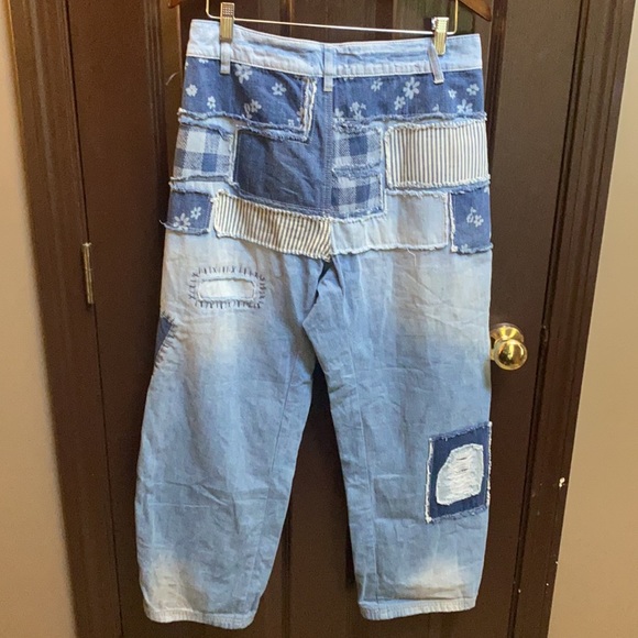 Free People Azalea Patchwork Blue Jeans size 29 Blue Daisy Bandanna - Picture 11 of 16